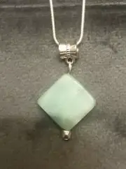 Handmade Amazonite Gemstone Pendant On Silver Snake Chain