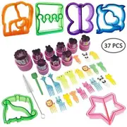 37 Pcs Sandwich Cutter, Sealer Kids DIY Lunch Box Accessories Vegetable Fruit Cookie Cutters with Food Picks Brush