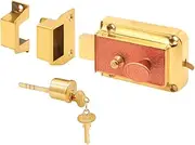 SEGAL Rim Deadbolt, Cast Bronze Construction, Polished Brass-Plated Finish, Copper Painted Textured Surface, SE 13222
