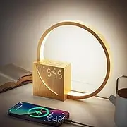 Bedside Lamp with Alarm Clock, LED Touch Lamp with 2 Alarm, Wake-Up Light, Snooze Digital Clock for Deep Sleepers/Kids, 3 Level Brightness, 10 Smoothing Sounds for Bedroom/Living Room/Office
