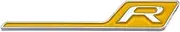 SCPCKZETZN 3D Flat Font Letters ABS Emblem Yellow R GT GTR Fit for Mercedes Fit for Benz AMG Car Trunk Nameplate Badge Logo Sticker Chrome Glossy Black(Silver Yellow R)