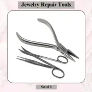 Tweezers Scissors Pliers For Jewelry Design Stone Fixing- 3 Pcs- Stainless Steel