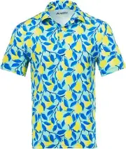 Men`s Royal and Awesome Blue & Yellow Golf Shirt Performance Lemons Polo S – XXL