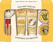 Burt's Bees Tips and Toes Gift Set, 6 Travel Size Products in Gift Box - 2 Hand Creams, Foot Cream, Cuticle Cream, Hand Salve and Lip Balm