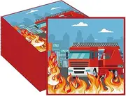 Pack of 20 Fire Engine Party Napkins 33 x 33 cm Fire Engine Napkins Disposable Fireman Napkins for Fire Engine Birthday Decorations