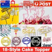 Happy Birthday Cake Toppers Acrylic Party Decorations Unicorn Disney Hot Balloon