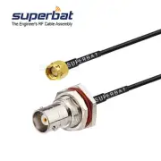 BNC Female Bulkhead O-ring to SMA Male Pigtail Jumper Cable RG174 for WiFi 20CM