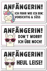 P010 Beginner Sticker Set of 3 - Selection: Beginner or Beginner - Funny Car Stickers for Beginner Drivers - Weatherproof - PrintAttack - Each 17 x 8.5 cm (Variant 1 Beginner)
