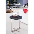 Sari Stainless Steel Side Table W/ Black tempered Glass