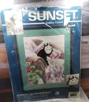 Sunset Gallery Crewel Kit Whiskers and Wedding Rings 11120 Cat on Quilt 2000 New