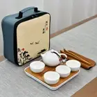 9pcs/Set Ceramic Teacup Teapot Set All in One Travel Teapot Picnic