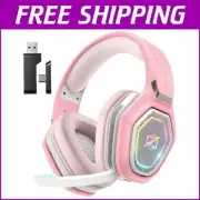 Pink Wireless Gaming Headset with 40H Battery & Flip Mic - PS5/PC Compatible