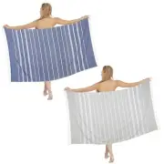 Beach Towel 2 Pack,Sand Free Beach Towels Oversized 2 Pack Dark Blue+light Grey