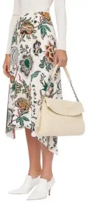 Tory Burch Cream Fleming Distressed Leather Fold-Over Hobo Bag