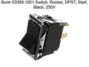 Bunn 03358.1001 Switch, Rocker, DPST, Start, Black, 250V