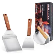 Smash Burger Press kit 3PCS Set, Stainless Griddle Spatulas Set with Professi...