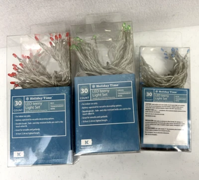HOLIDAY TIME 30 COUNT LED CLEAR TEENY LIGHT 10FT PROM String Lights Battery