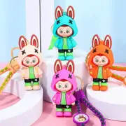 4pcs 7.4cm Keychain Backpacks Labubu Doll Pendant Hanging Decoration Keyring Accessory Labubu Keychain Key Chain Bag Christmas Birthday Gift
