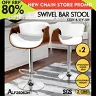ALFORDSON 2x Bar Stool Kitchen Swivel Chair Wooden Leather Trice White