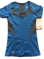 New 2XU Women’s Blue Grey Compression Short Sleeve Top - Size XS