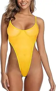 [KiRYu] SHERRYLO See Through One Piece Swimsuit High Cut Micro Monokini Bikini Mini Mesh Transparent Bathing Suit