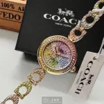 【COACH】COACH蔻馳女錶型號CH00186(彩虹滿天星錶面金色錶殼彩虹精鋼錶帶款)