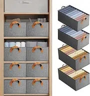 Wardrobe Clothes Organiser, Foldable Clothes Storage Box, 4 Pack Large Capacity Storage Bins Closet Organizer for Organizing Clothing, Sheets, Toys, Books, Shelf Organizer Shelves Basket Storage Bin