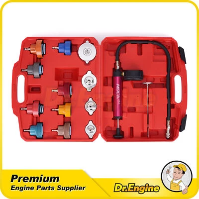 14pcs Radiator Coolant Pressure Tester Head Gasket Leak Detector Cooling System
