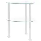 2-Tier Side Table Transparent 38x38x50 cm Tempered Glass vidaXL