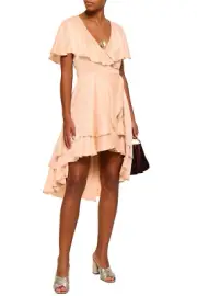 RRP€585 ZIMMERMANN Silk Satin Hi-Low Wrap Flounce Dress US4 AU0 XS Ruffle V Neck