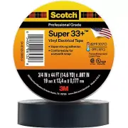 Scotch® Super 33+ Vinyl Electrical Tape, 3/4 in x 44 ft, Black
