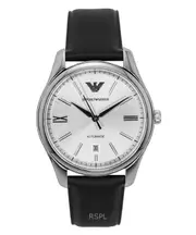 Emporio Armani Leather Strap Silver Dial Automatic AR60077 Men's Watch