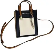 [Marc Jacobs] H002L03FA22 Mini Smoked Almond Tan/Brown/Cream/Black With Gold Hardware 2 Way Women's Leather Messenger & Shoulder Bag, Black, Mini
