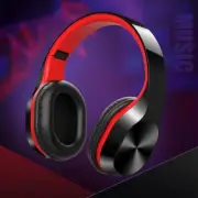 T5 Folding Wireless TF Card Bluetooth-compatible 5.0 Stereo Music Headphone,Red