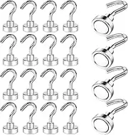 Leuik 20Pcs Magnetic Hooks Heavy Duty Strong Magnet Hooks for Hanging with Neodymium & Non Scratch Adhesive, 25LBS Magnetic Hanger for Cruise Ship Camping Grill Kitchen Toolbox Storage Refrigerator