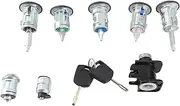 Car Lock Cylinder Key Set with Ignition Door Hood Fuel Locks Replacement for Ford Transit Connect 2002 2007 Made of ABS and Metal Materials with 8 Lock Cylinders and 2 Keys