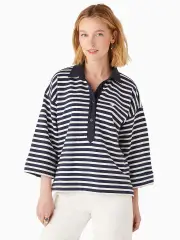 Striped Polo Knit Pullover