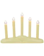Northlight 14.5in Ivory 5-Lights Christmas Chandelier On Holly Berry And Bell Base Candle Lamp