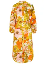Alemais Silas Floral-print Linen Midi Dress - Multicoloured - 12 (UK12 / M) 12 (UK12 / M)