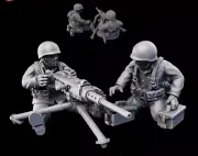 WW2 USMC HMG Team & Officer - 28mm 1/56 Wargames Miniatures