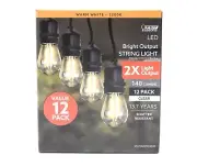 String Light S14 E26 LED Replacement Light Bulbs Edison 2W Warm White (12-Pack)