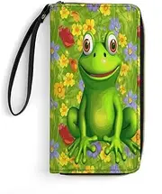 [BFGWK] Big Wallet Novelty Frog Print Long Zipper Wallet Leather Wallet Suitable for Men and Women, Style, 19.8x10.5cm, Style, 19.7x10.5cm