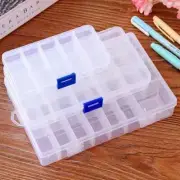 Portable Transparent Storage Box 10/15/24 Grids Plastic Clear Organizer with ...