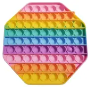 Rainbow 8" HEXAGON 9 Rows Big Pop Fidget Toy Push Bubble Sensory Stress NEW!