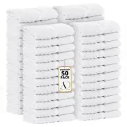 Ample Decor Washcloths Set of 50 - Fingertip Towels for Bathroom, Quick Drying