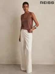 Reiss Mocha Brown Ruby Silk-Front Cami Top (F97699) | $180