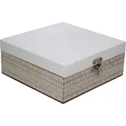 LVD MDF 17cm Ishka Jewellery Box Organiser Accessory Storage Holder Square White