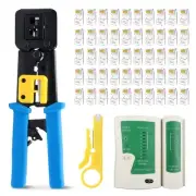 RJ45 Pass Through Crimp Tool Kit - Ethernet Crimping Tool with 50 Cat5/Cat5e/...
