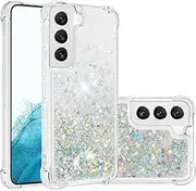 LEMAXELERS Galaxy S23+ Plus Case, Bling Glitter Liquid Clear Case Floating Quicksand Shockproof Protective Sparkle Silicone Soft TPU Case for Samsung Galaxy S23 Plus. YBL Love Silver