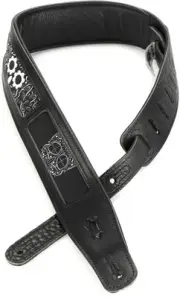 Levy's M26CAL 2.5-inch Leather Guitar Strap - Skulls (2-pack) Bundle